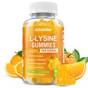 L-Lysine Gummies 500mg, Lysine Gummies Supplement for Immune Support & Skin Health, Collagen Formation Support, Vegan, Gluten Free Chewable Supplement for Adults & Kids, Orange Flavor, 60 Count