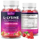 L-Lysine 1000mg Gummies for Immune Support & Skin Health - High Potency Vegan Gummies, Sugar-Free, Natural Berry Flavor, Gluten-Free Chewable Supplement for Adults & Kids - 60 Gummiess