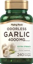Piping Rock Odorless Garlic Softgels | 240 Count | Extra Strength Formula | Non-GMO, Gluten Free Herbal Supplement