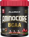 ALLMAX Διατροφή AMINOCORE BCAA Σκόνη, 8,18 γραμμάρια αμινοξέων, Ενδο- και μετά την αποκατάσταση προπόνησης Ποτό, χωρίς γλουτένη, Καρπούζι, 945 g