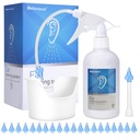 Earwax Removal Bottle- Manual Ear Wash System, FSA-HSA-Eligible, 500ml Spray Bottle, Big Basin & 20 Reusable Soft Tips, Safe & Efficient Ear Cleaner w/Rigid Pipe & Flexible Tube for Personal or Family