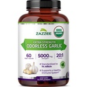 Zazzee USDA Organic Odorless Garlic 20:1 Extract, 1% Allicin, 60 Vegan Capsules, 2 Month Supply, Allium Sativum, Immune, Circulation & Heart Health Support, All-Natural, Non-GMO, Made in the USA