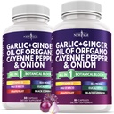 NEW AGE Garlic + Ginger Supplement - Oil of Oregano, Cayenne Pepper, Soursop, Black Cumin, Sea Moss, Black Pepper - Black Seed Cleanse - 120 Count