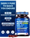 Liposomal R-Alpha Lipoic Acid 1200mg - R-ALA Complex with Benfotiamine, Active B Complex - Supports Nerve Comfort, Calms Tingling, Numbness in Hands & Feet, Brain Fog & Restlessness - 100 Count