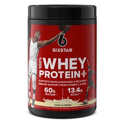 Whey Protein Powder | Six Star Whey Protein Plus | Whey Protein Isolate & Peptides | Lean Protein Powder for Muscle Gain | Muscle Builder for Men & Women | Vanilla, 2 lbs (Package May Vary)
