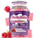 L-Methylfolate 15mg Gummies & Methyl B12, High Absorption Active Folate 5-MTHF Supplement for Cognition, Mood & Immune, Sugar Free, Vegan, Non-GMO, Raspberry Flavor, 60 Count