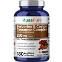NusaPure Berberine with Ceylon Cinnamon Capsules, 250 mg, 180 Veg Capsules (Non-GMO, Vegan)