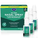 Berkley Jensen No Drip Severe Congestion Nasal Spray - Maximum Strength Decongestant with Oxymetazoline HCl & Menthol - Pump Mist Applicator, No Steroid, 12 Hour Relief, 1 Fluid Ounce (Pack of 3)