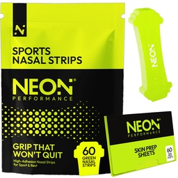 Nasal Strips (60 Count) - Oil & Sweat Resistant Adhesive - Athletic Nasal Strips for Sport & Nose Strips for Snoring & Sleeping - Nose Strips for Breathing (NEON Green Color)