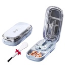 Echu Portable Pill Cutter, Pill Cutter Pro Professional Splitter, Adjustable 1/2 1/4 Pills Cutters Splitter for Small or Large Pills, with Stainless Steel Blades and Centering Guide Tablet(Blue)