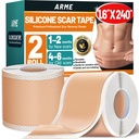 Arme Silicone Scar Tape, Silicone Scar Sheets (2 Rolls- 1.6" x 240"/6M) | Medical Grade Scar Tape Removal Sheets for Surgical Scars, Reusable Scar Removal Strips for Tummy Tuck C-Section Keloid