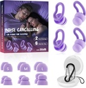 Ear Plugs for Sleeping,Reusable Noise Reduction Ear Plugs for Side Sleepers | 2 Pairs Silicone Ear Plugs, 6 Sizes Ear Tips (Single & Dual Layer), 30dB Noise Cancelling for Snoring,Travel ,Focus&Concerts