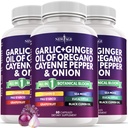 NEW AGE Garlic + Ginger Supplement - Oil of Oregano, Cayenne Pepper, Soursop, Black Cumin, Sea Moss, Black Pepper - Black Seed Cleanse - 180 Count