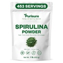 Purisure Spirulina Powder, 453g, Pure Spirulina Powder, Algae Powder Superfood Supplement, Preferred to Chlorella, Vegan Spirulina Powder for Smoothies and Protein Drinks, 453 Servings