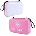 Premium First Aid Kit - 305 Piece Dual-Color Emergency Kit with Hard Shell & Fluorescent Interior Coating, Compact Survival Kit for Home, Car, Travel, Hiking & Outdoor (Pink/White)