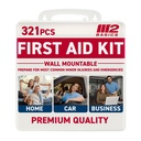 M2 BASICS 321 Piece Premium First Aid Kit, w/Hard Case for Home, Business | Office, Workplace, Warehouse, Vehicle, Jobsite, Garage, Family, Classroom, School, Kitchen, RV And Emergency Readiness