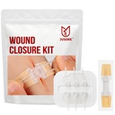 Wound Closure Kit (8 Zip Complete Kit) - Xeroform Dressing 1"x8" | Emergency Sterile Adhesive Butterfly Bandages for Cuts & First Aid | Includes Gloves, Scissors, Gauze, Tape & More