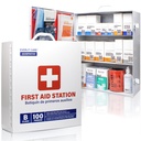 EVERLIT CARE 3-Shelf OSHA-Compliant First Aid Kit, ANSI Class B+ 100 Person Emergency First Aid Cabinet for Business, Job Site, Industrial Manufacturing Facility, Restaurant, and Kitchen