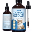Thyroid Support for Cats, Cat Weight Gainer, Feline Metabolic Health Supplement, with Bugleweed, Lemon Balm & Motherwort - 2 oz Liquid Formula