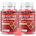 MEENCCD 2 Pack Red Yeast Rice with CoQ10 Gummies, Red Yeast Rice Supplement with Coenzyme Q10 for Overall Well-Being, Sugar Free, Vegan, Raspberry Flavor, 120 Count