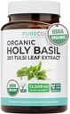 USDA Organic Holy Basil Supplement 500mg 25:1 Extract 1 Capsule Per Serving | High Potency Organic Tulsi Holy Basil for Cortisol Balance Sleeplessness and Adaptogenic Mood Support (2 Month Supply)