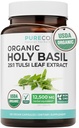 USDA Organic Holy Basil Supplement 500mg 25:1 Extract 1 Capsule Per Serving | High Potency Organic Tulsi Holy Basil for Cortisol Balance Sleeplessness and Adaptogenic Mood Support (4 Month Supply)