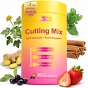 Cutting Drink Mix with Berberine & Yerba Mate, 30 Sugar-Free Stick Packs | Strawberry Acai flavor with chromium, 5-HTP, magnesium and prebiotic FOS for gut wellness, smooth energy and daily balance