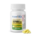 FAMORA Low Dose Aspirin 81mg Coated Tablets for Adults, 500 Count | Enteric Coated Tablets, Headache & Fever Reducer, Temporary Muscle Pain Relief & Discomfort, NSAID Pain Reliever
