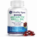 Krill Oil 1000mg Softgels, Omega 3 Astaxanthin Choline DHA EPA, Superior Absorption, Extra Strength, No Fish Oil Aftertaste, 120 Small Size Softgels