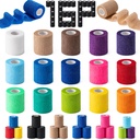 16 Pack Self Adhesive Bandage Wraps,2" X 5 Yards Elastic Bandage Wrap | Multi-colored Elastic Cohesive Bandage Wrap for Sports, Wrist, Vet Wrap, Ankle Tape, Grip Tape