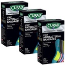 CURAD Performance Series Antibacterial Bandages, 1" x 3.25", 60 Count
