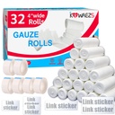 32 Pack Gauze Rolls Bandages 4 ” x 4.1 yd Premium Quality Lint and Latex-Free Conforming Stretch Designed for Effective Wound Care for Wound Dressing Support (Individually Packed)