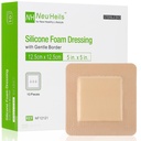 NeuHeils Silicone Foam Dressing with Border 5''x5'', 10 Pack for Bed Sores | High Absorbency, Painless Removal, Waterproof, Cushioned for Pressure Ulcers, Bed Sores, Leg Ulcers, Surgical Wounds