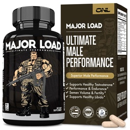 Major Load Testosterone Booster for Men - Testosterone Supplement with Horny Goat Weed, Maca Root, & Tribulus Terrestris - Tongkat Ali Men's Energy, Stamina & Strength - Test Booster 60 Κάψουλες