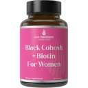 Black Cohosh + Biotin + Chasteberry Menopausal Hair Vitamins for Women | Menopause & Postmenopause Vitamins for Fuller Hair, Less Thinning, Hot Flashes. Clean & Vegan