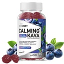 Kava Ashwagandha Gummies - Calming Adaptogen Supplement with Lemon Balm Passionflower for Sleep Calm Relaxation & Stress Support - Vegan Sugar-Free Gluten-Free Non-GMO Blueberry Flavor