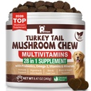 Turkey Tail Mushroom for Dogs with Probiotics - Mushroom Supplement for Dogs Lumps and Bumps, Reishi, Lion's Mane - Immune Boost, Gut Health, Lipoma, Joint & Skin Support Multivitamin, 120 Chews
