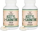 Acetyl L-Carnitine 1,000mg Per Serving, 150 Capsules (ALCAR for Brain Function Support, Memory, Attention, and Stamina) Acetyl L Carnitine that is Third Party Tested by Double Wood (Pack of 2)