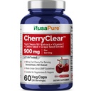 CherryClear Tart, Non-GMO, Vegan, 900mg, 60 Capsules - 30 Servings | Herbal Formula, Prunus Cerasus Fruit 10:1 Extract, Suitable for Adults, Manufactured in a cGMP Registered Facility USA
