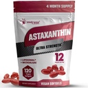 Liposomal Astaxanthin 12mg - 120 Vegan Softgels, 4 Month Supply, Natural Astaxanthin Supplements from Haematococcus Pluvialis - Astaxanthin Skincare Support, Skin and Eye Support, Eye Health Vitamins