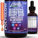 Clean Nutra Resveratrol Liquid Drops with Berberine, Grape Seed Extract, Hibiscus, Blueberry - All-in-One Polyphenol Supplement for Immune Support & Antioxidant Support - Natural Fruit Punch Flavor
