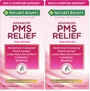 Nature's Bounty Optimal Solutions Advanced PMS Relief for Menstrual Cycle Support, PMS Support Supplement for Women, Bloating Relief – Chasteberry, Hormone-Free, 60 Vegetarian Capsules (Pack of 2)