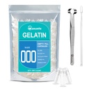 wananfu Size 000 Empty Capsules Gelatin (500 Count) Bundle with Capsule Tweezer and Micro Lab Spoon, Clear Fillable Gel Pill Capsules Size 000 for Making Your Own Supplements