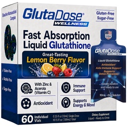 Συμπλήρωμα υγρής γλουταθιόνης, Lemon Berry Flavored Acerola Energy Booster w/Zinc, Daily Vitamins & Minerals, Zero Sugar Formation, Everyday Auto-Immune Support for Adults, 0.34 fl oz, Pack of 60