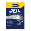 Dr. Scholl’s Cuts & Scrapes Flexible Adhesive Waterproof Small & Medium Seal & Heal Bandages, First Aid Wound Care Medical Supplies, Medical Hydrogel Locks in Moisture to Promote Healing, 24 Count