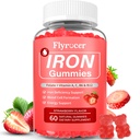 Iron Gummies for Men and Women, Energize, Combat Fatigue, Support Anemia Recovery. Packed with Iron, Folate, Vitamin C, in Vegan Strawberry Flavor, 60 Gummies