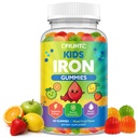 Iron Gummies for Kids & Teens, Kids Multivitamin with Iron Supplement, Calcium, Folate, Zinc, Prebiotic - for Blood Builder & Energy Support, Iron Deficiency - Vegan & Non-GMO - Mixed Fruits Flavor