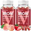Vegan Iron Gummies Supplements for Women & Kids - Peach & Strawberry - Great Tasting Iron Gummy Vitamins with Vitamin C for Max Absorption - Natural, Non-GMO, No Artificial Additives