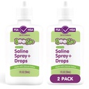 Boogie Baby Saline Nasal Spray and Drops - 1 fl oz (2 Pack) | Made with Natural Saline - Nasal Mist Spray Decongestant - Safe for Newborns - Allergy Relief - FSA/HSA Eligible
