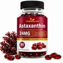 Astaxanthin 24mg Softgels from Microalgae, 90 Count | Natural astaxanthin from Haematococcus pluvialis plus 200mg grape seed extract and 200mg ashwagandha per serving